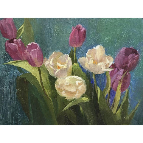 Tulips White Modern Wood Framed Art Print by Strube, Ling