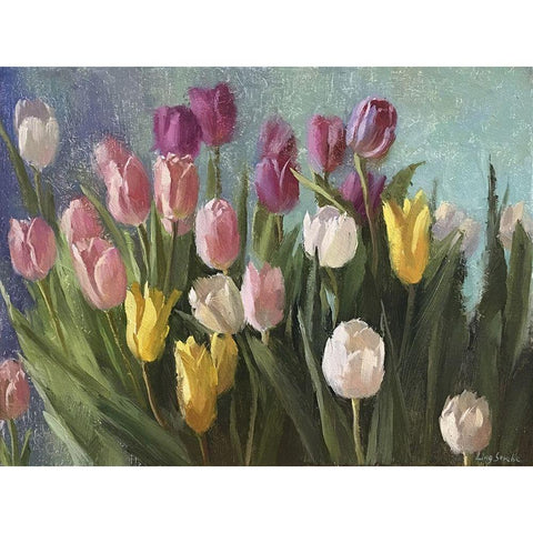 Tulips III White Modern Wood Framed Art Print by Strube, Ling