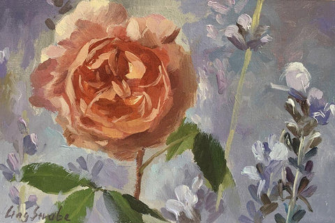 Joy Black Ornate Wood Framed Art Print with Double Matting by Strube, Ling