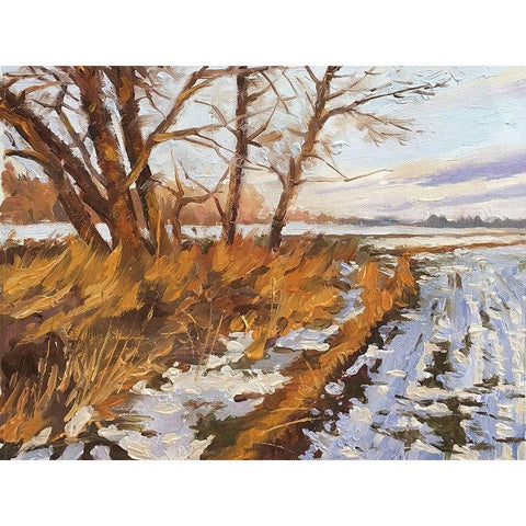 An Evening in Winter II Black Modern Wood Framed Art Print with Double Matting by Strube, Ling
