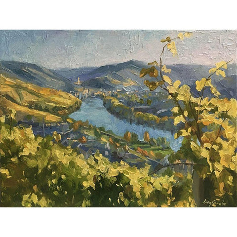 Mosel Landscape White Modern Wood Framed Art Print by Strube, Ling