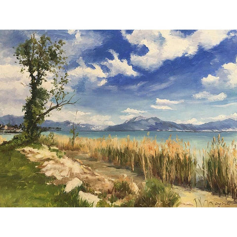 Garda Lake  in Spring Gold Ornate Wood Framed Art Print with Double Matting by Strube, Ling