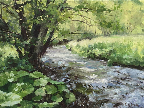 Springtime White Modern Wood Framed Art Print with Double Matting by Strube, Ling