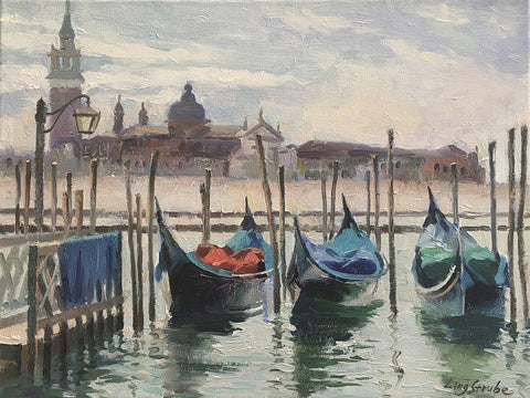 Venice at Noon White Modern Wood Framed Art Print with Double Matting by Strube, Ling