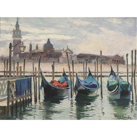Venice at Noon Gold Ornate Wood Framed Art Print with Double Matting by Strube, Ling