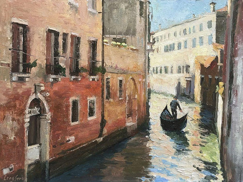 Venice II White Modern Wood Framed Art Print with Double Matting by Strube, Ling