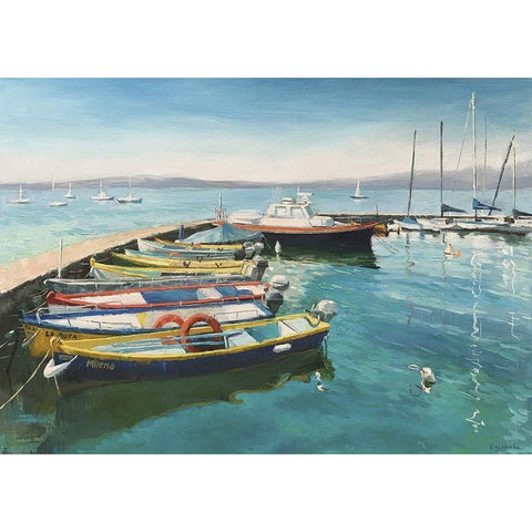 Italy Seascape Black Modern Wood Framed Art Print with Double Matting by Strube, Ling