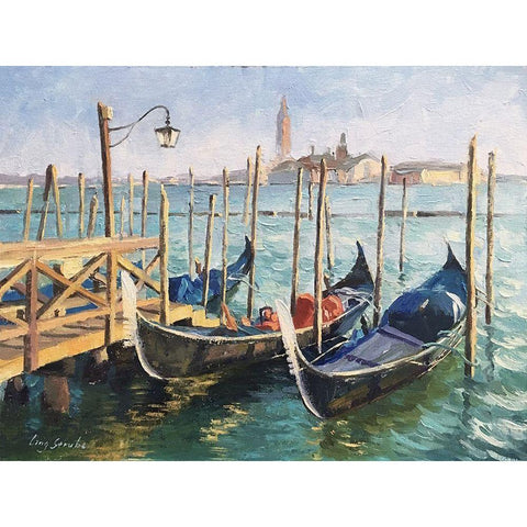 Stroll in Venice III Black Modern Wood Framed Art Print by Strube, Ling