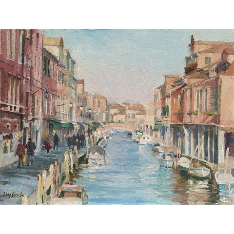 Stroll in Venice IV Black Modern Wood Framed Art Print by Strube, Ling
