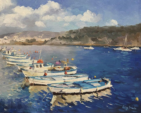 Italian Landscape II Black Ornate Wood Framed Art Print with Double Matting by Strube, Ling