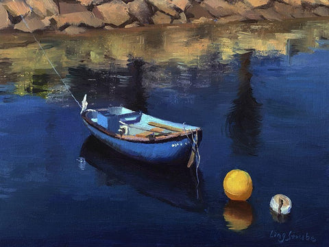 Go for Holiday White Modern Wood Framed Art Print with Double Matting by Strube, Ling