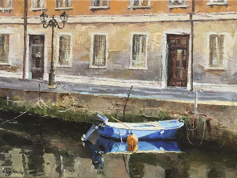 Italian Landscape III White Modern Wood Framed Art Print with Double Matting by Strube, Ling