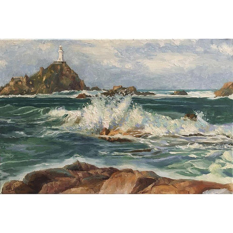 Jersey Island Landscape Black Modern Wood Framed Art Print with Double Matting by Strube, Ling