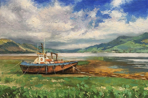 Scotland Landscape II White Modern Wood Framed Art Print with Double Matting by Strube, Ling