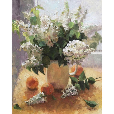 The White Lilac Black Modern Wood Framed Art Print by Strube, Ling