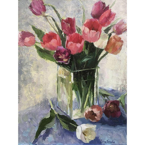 Tulips in Vase II Gold Ornate Wood Framed Art Print with Double Matting by Strube, Ling