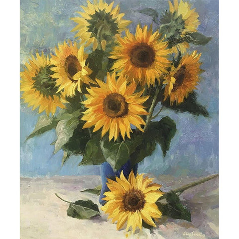 Sunflower White Modern Wood Framed Art Print by Strube, Ling