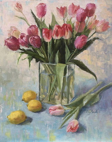 Spring Greetings Black Ornate Wood Framed Art Print with Double Matting by Strube, Ling