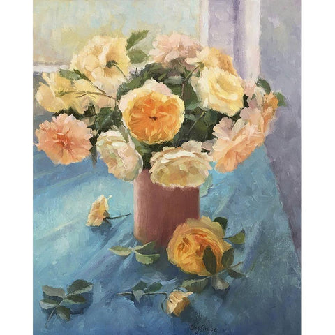 Rose Day Black Modern Wood Framed Art Print with Double Matting by Strube, Ling