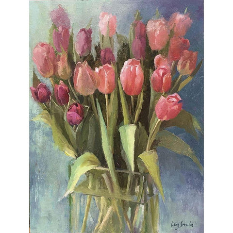 Spring Gift Black Modern Wood Framed Art Print with Double Matting by Strube, Ling