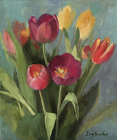 Hallo Spring White Modern Wood Framed Art Print with Double Matting by Strube, Ling