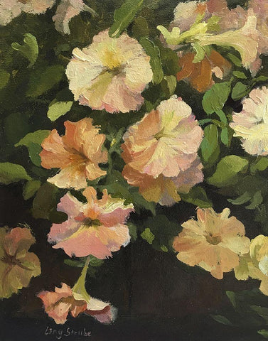 Flower Black Ornate Wood Framed Art Print with Double Matting by Strube, Ling