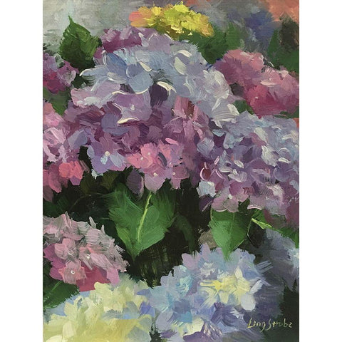 Hydrangea Garden Gold Ornate Wood Framed Art Print with Double Matting by Strube, Ling