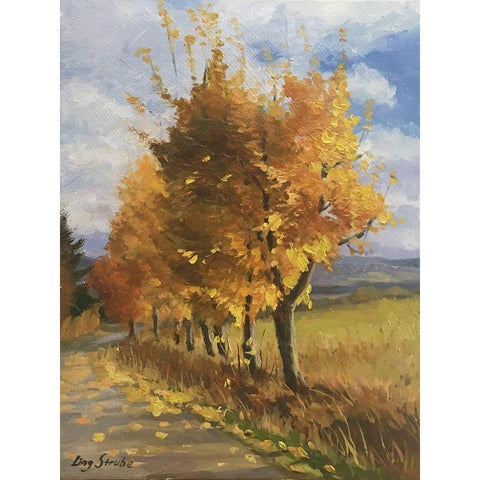 Autumn Tints Black Modern Wood Framed Art Print with Double Matting by Strube, Ling