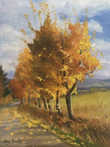 Autumn Tints White Modern Wood Framed Art Print with Double Matting by Strube, Ling