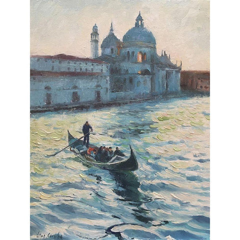 Stroll in Venice V Black Modern Wood Framed Art Print with Double Matting by Strube, Ling