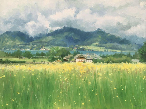 Wolfgang,  Austria White Modern Wood Framed Art Print with Double Matting by Strube, Ling