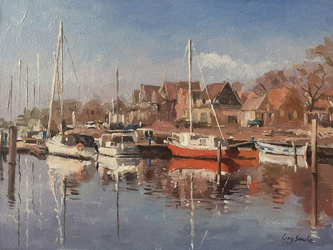 Netherlands Landscape I White Modern Wood Framed Art Print with Double Matting by Strube, Ling