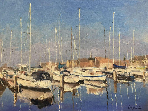 Netherlands Landscape II White Modern Wood Framed Art Print with Double Matting by Strube, Ling