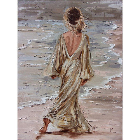 On the Beach White Modern Wood Framed Art Print by Luniak, Monika