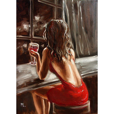 Warm Night Black Modern Wood Framed Art Print with Double Matting by Luniak, Monika