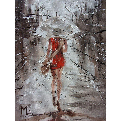 Rain Street Summer Black Modern Wood Framed Art Print with Double Matting by Luniak, Monika