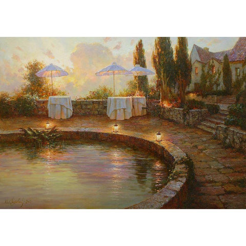 Lanterns Gold Ornate Wood Framed Art Print with Double Matting by Obuchovsky, Yury