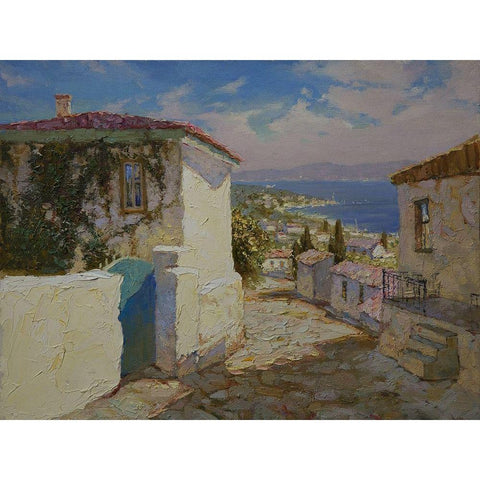 The Street to the Sea White Modern Wood Framed Art Print by Obuchovsky, Yury