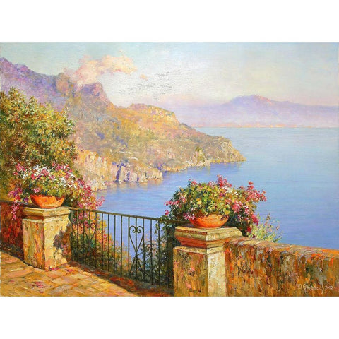 Town Ravello White Modern Wood Framed Art Print by Obuchovsky, Yury