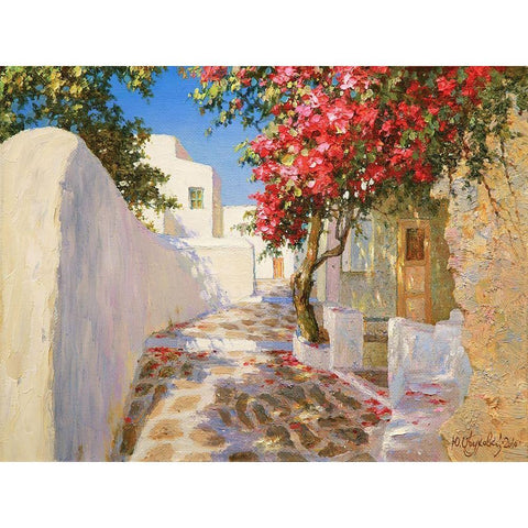 Mikonos White Modern Wood Framed Art Print by Obuchovsky, Yury