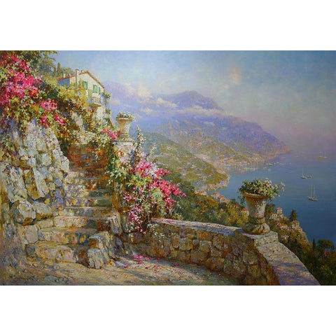 Coast near Amalfi Black Modern Wood Framed Art Print by Obuchovsky, Yury