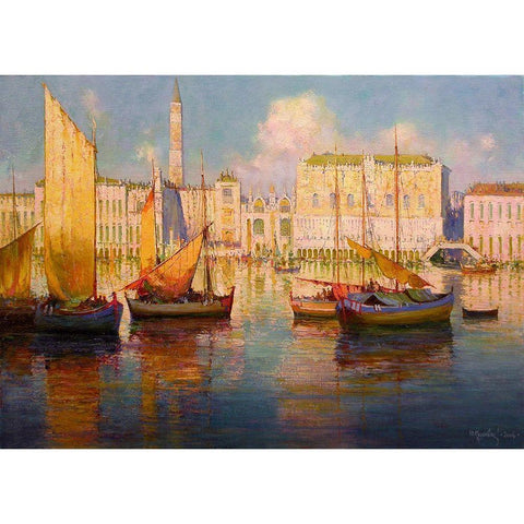 Venice Gold Ornate Wood Framed Art Print with Double Matting by Obuchovsky, Yury