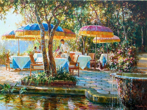 Kafe White Modern Wood Framed Art Print with Double Matting by Obuchovsky, Yury