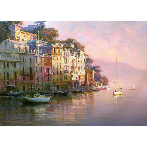 Portofino Gold Ornate Wood Framed Art Print with Double Matting by Obuchovsky, Yury