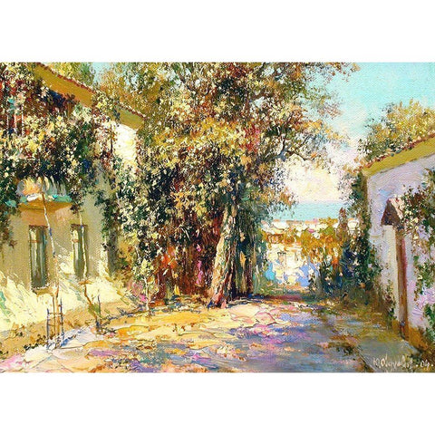 Street in Feodosia Gold Ornate Wood Framed Art Print with Double Matting by Obuchovsky, Yury