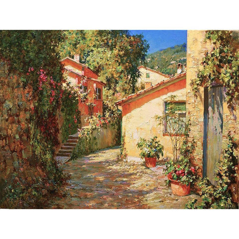 Small street in Portofino Gold Ornate Wood Framed Art Print with Double Matting by Obuchovsky, Yury