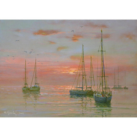 Evening Ride Gold Ornate Wood Framed Art Print with Double Matting by Obuchovsky, Yury