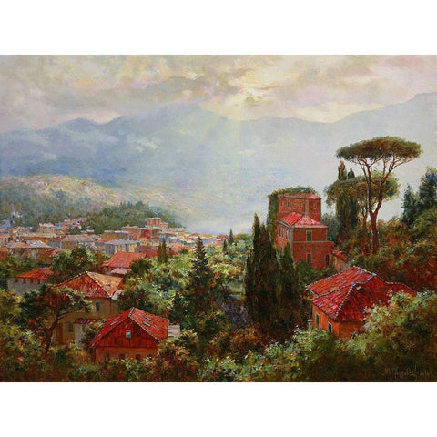 Liguria Black Modern Wood Framed Art Print with Double Matting by Obuchovsky, Yury