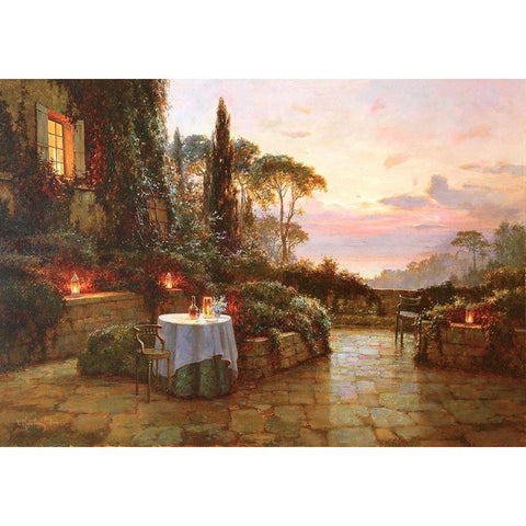 Terrace in Liguria Gold Ornate Wood Framed Art Print with Double Matting by Obuchovsky, Yury