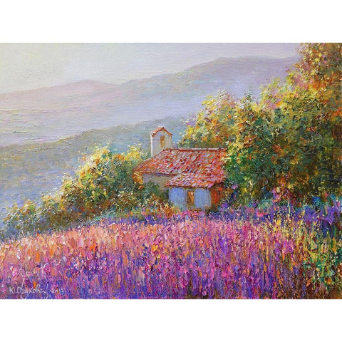 Morning Light in Provence White Modern Wood Framed Art Print by Obuchovsky, Yury